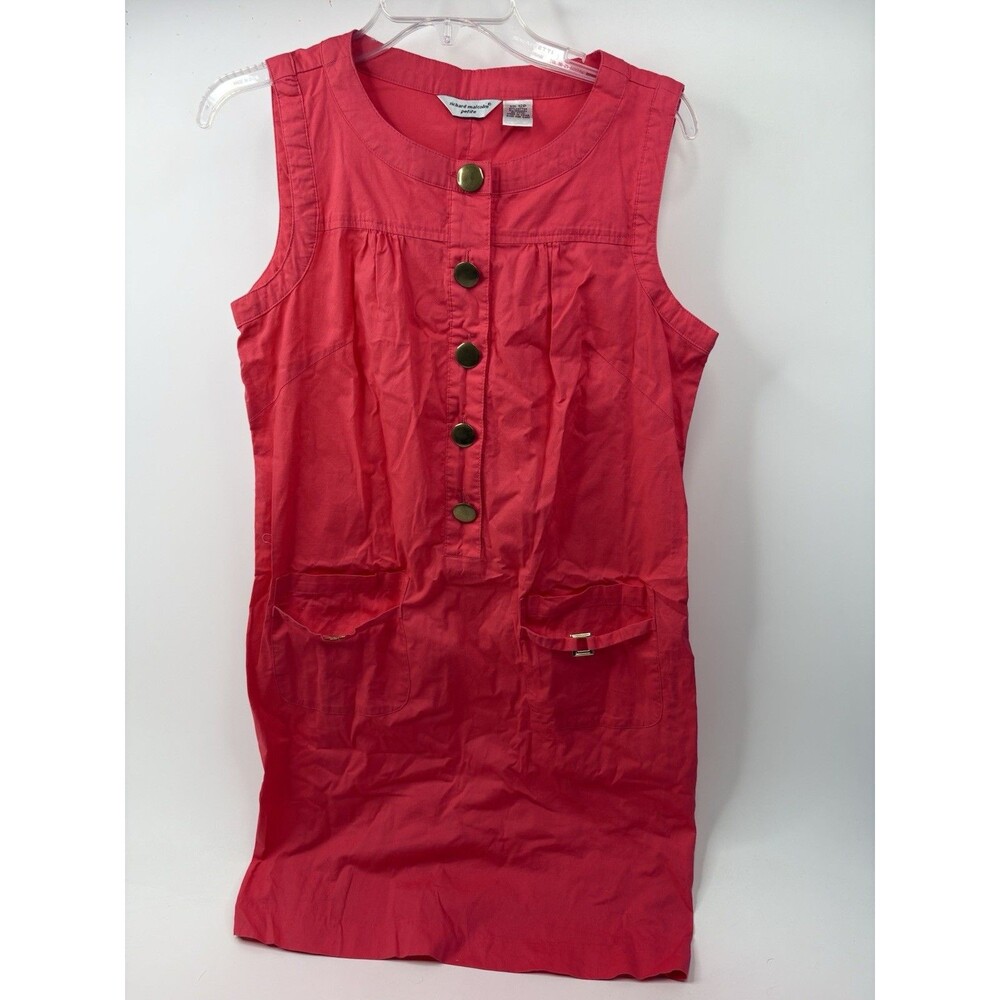Richard Malcolm Petite Red Sleeveless Dress Women’s 12P Cotton Button Front